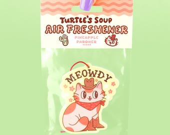 Meowdy Cat Cowboy Air Freshener: Pineapple Scented Car Charm