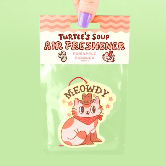Meowdy Cat Cowboy Air Freshener: Pineapple Scented Car Charm