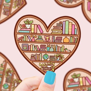 Heart Shaped Bookshelf Bookish Waterproof Vinyl Sticker