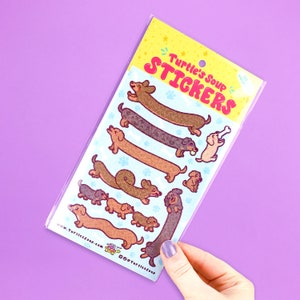 Long Dogs, Funny Sticker Sheet, Cute, Vinyl Decals, Puppy, Stretch, Dachshund, Planner Sticker, For Laptop, Noodle, Art, Gift, Turtle's Soup