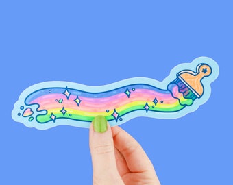 Paintbrush Long Sticker, Artist Sticker, Cute Vinyl Sticker, Art, Painter Gift, Vinyl Sticker, Rainbow Sticker, Funny, Long Sticker