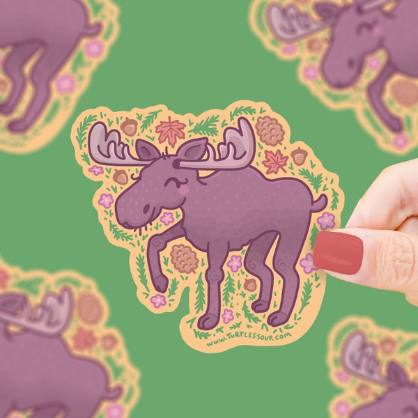 Autumn Moose Vinyl Sticker: Waterproof Laptop Decal