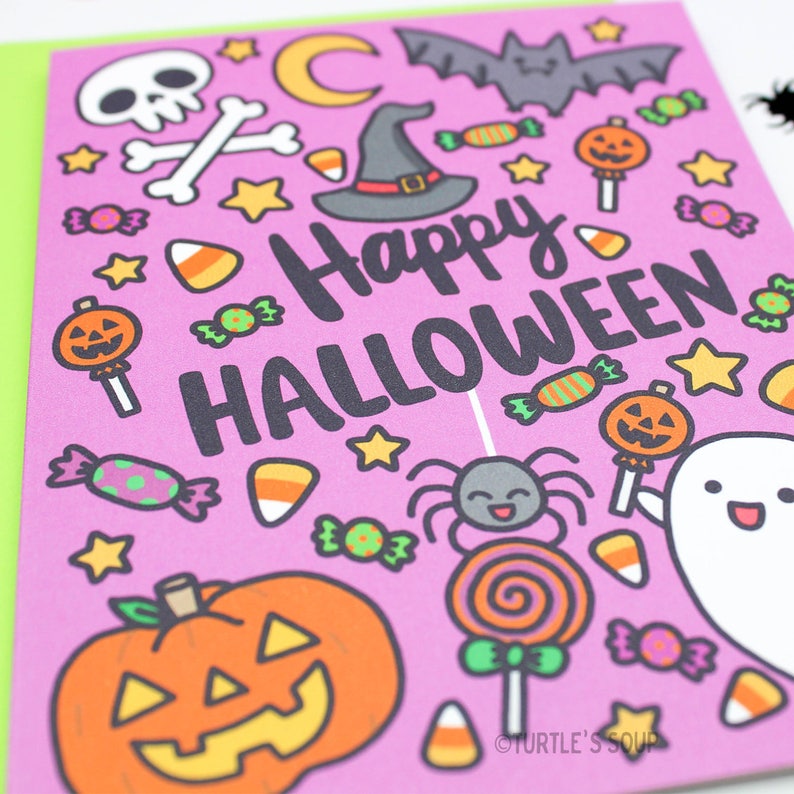 Happy Halloween Note Card Halloween Pattern Cute Halloween | Etsy