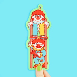 Autocollant Long Clowns Heureux, Autocollant Cirque, Vinyle Autocollant Coloré, Clowns Mignons, Vinyle Autocollant, Idiot, Clowns Rétro, Clowncore, Autocollant Long