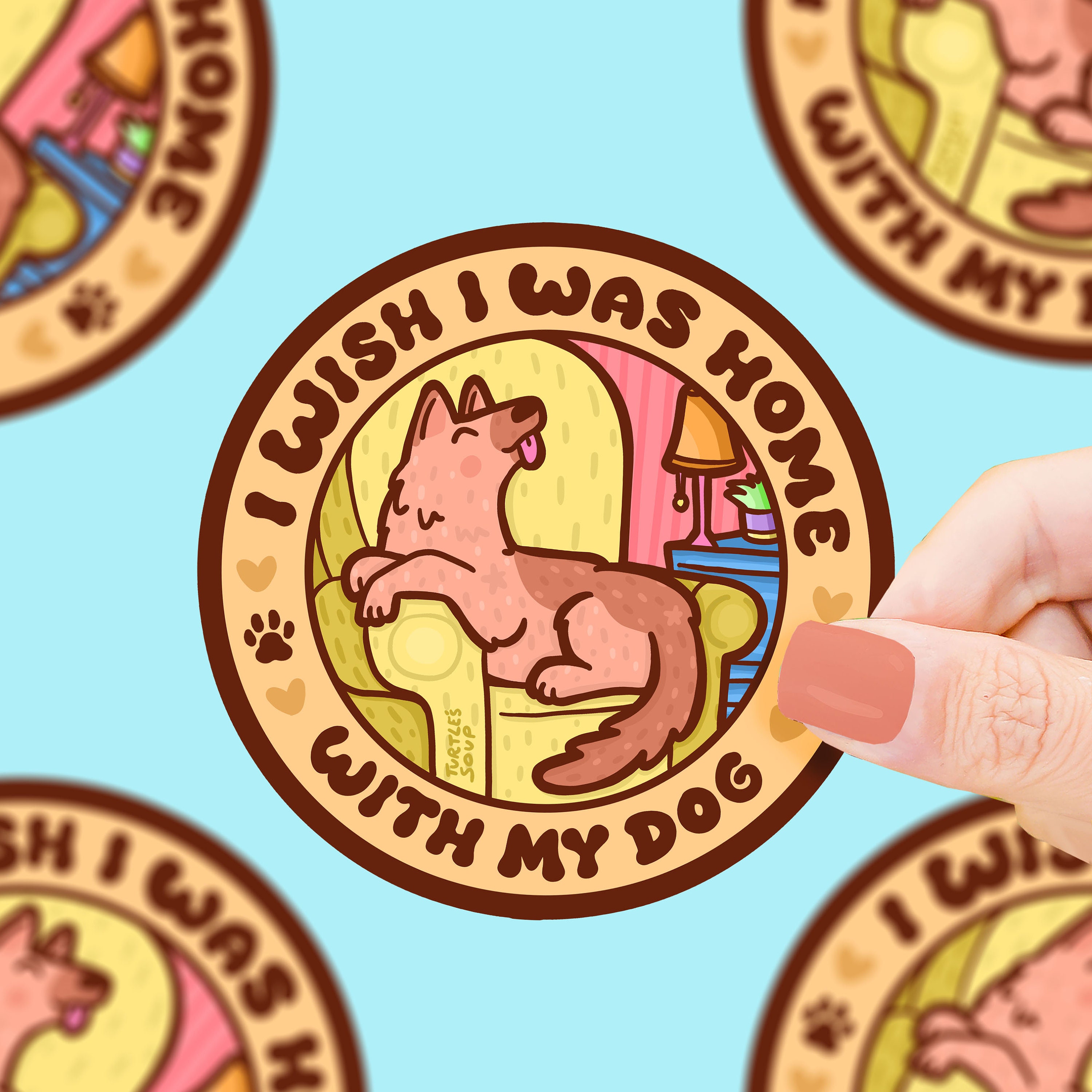 Wish I Was Home With My Dog Sticker - Waterproof Vinyl Sticker