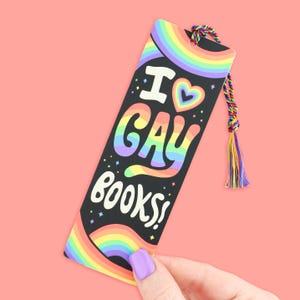 I Love Gay Books Bookmark: Rainbow Tassel, Queer Literature