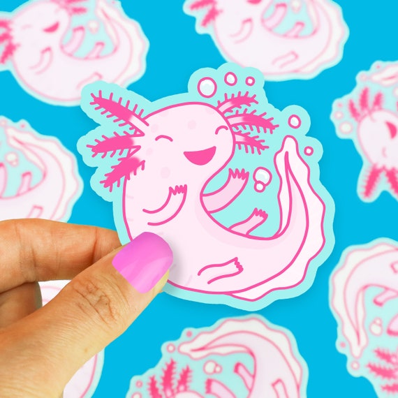 Cute Vinyl Stickers, Axolotl Decal, Salamander Sticker, Gift For Her, Kawaii Animals, Phone Sticker, Amphibian, Vinyl Decal, Journal Sticker
