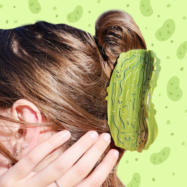 Pickle Hair Claw, Food Themed, Funny, Accessories, Ponytail Clip, Vegetables, Hair Claws, Italian Summer, Silly Clips, Acetate Claw