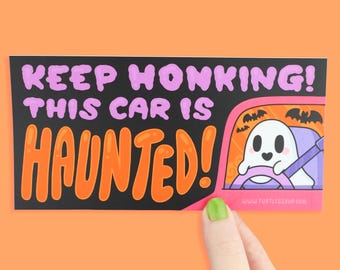This Car is Haunted Bumper Sticker: Spooky Ghost Car Decal