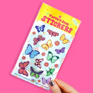 Butterfly and Moths, Sticker Sheet, Cute Vinyl Decals, Insect, Music, Planner Stickers, For Laptop, Stickers, Art, Gift, Turtle&#39;s Soup
