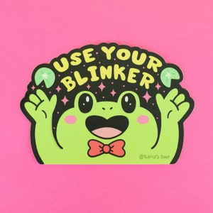 Funny Frog, Use Your Blinker, Peek-A-Boo Sticker, Window Sticker, Laptop Decal, Car Sticker, Vinyl Sticker, Cute Animal, Die Cut, Waterproof