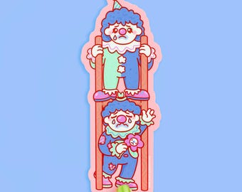 Sad Clowns Vinyl Sticker: Colorful Circus Clowncore