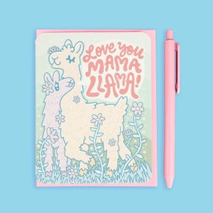 Maman lama carte de fête des mères, je t'aime maman, cadeau maman mignon, carte de fête des mères lama, cadeau maman, lama dramatique, drôle, maman, carte avec enveloppe