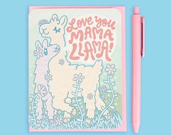 Momma Llama Mother's Day Card, Love You Mom, Cute Mom Gift, Llama Mothers Day Card, Mom Gift, Drama Llama, Funny, Momma, Card with Envelope