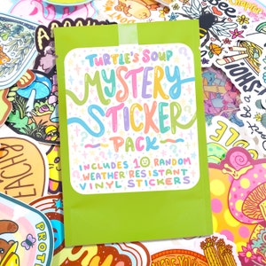 Vinyl Sticker Mystery Pack, Blind Bag of 10 Waterproof Stickers, Funny Vinyl Stickers, Blind Box, Laptop Stickers, Car Decals, Random