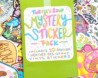 Vinyl Sticker Mystery Pack, Blind Bag of 10 Waterproof Stickers, Funny Vinyl Stickers, Blind Box, Laptop Stickers, Car Decals, Random