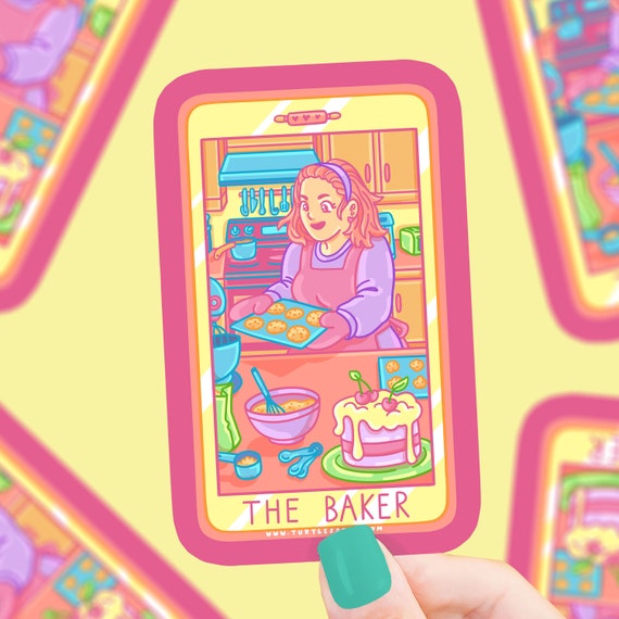 The Baker Tarot Sticker, Vinyl, Cute, Tarot Card Sticker, Waterproof, Water Bottle Sticker, Witchy, Baking Sticker, Cooking, Foodie Sticker