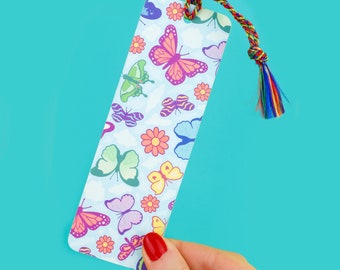 Butterfly & Moth Bookmark: Illustrated Art with Rainbow Tassel