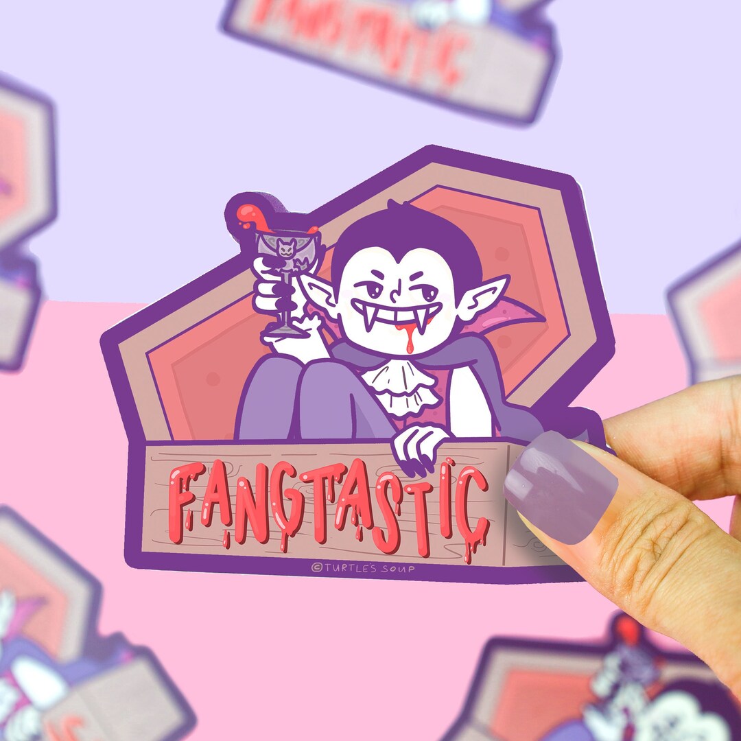 Vampire Sticker, Fangtastic, Halloween Sticker Art, Coffin Decal, for ...