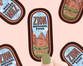 Zion, National Park, Traveling, Collectible Souvenir, Utah, Vacation, Camping, Outdoors, Waterproof, Dishwasher Safe, Vinyl Sticker