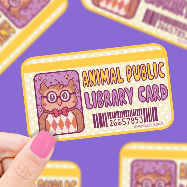 Public Library Card, Owl, Vinyl Sticker, Local, Books, Reading, Art, Laptop Decals, Waterproof, Water Bottle Sticker, Gift For Her, For Him