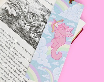 Cupid Kitty Tassel Bookmark, Pastel Rainbow Cloud Cat Bookmark, Valentine's Day Book Lover Gift, Cute Cat Lover Reading Accessory