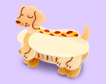 Hot Dog Dachshund Hair Claw: Funny Acetate Hair Clip