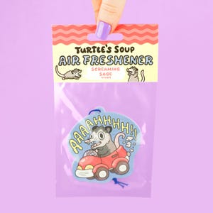 Panic Opossum Car Air Freshener: Screaming Sage Scent