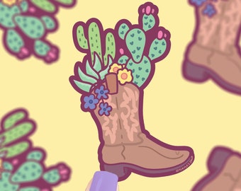 Cactus Cowboy Boot Desert Wild West Vinyl Sticker by Turtle's Soup