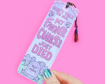 Fictional Character Graveyard Bookmark, Reading, Book Lover Gift, Funny Bookmark with Tassel, Bookish, Favorite Characters, Reader Gift