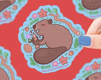 Beaver Sticker, Beaver Sticker Art, Waterproof Vinyl Decal, Forest Animal Sticker, Cute Beaver Decal