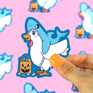 Chicken Shark Halloween Sticker, Cute Halloween Costume, Halloween Buddies, Chicken Decal, Funny Shark Costume, Trick or Treat, Pumpkin, Art