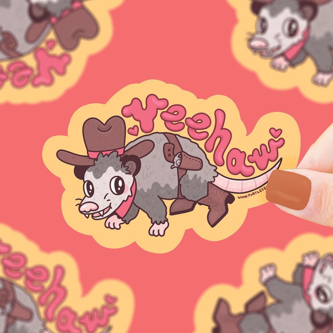 Rodeo Opossum Sticker: Waterproof Vinyl Cowboy Possum Decal - Etsy