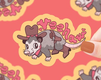 Rodeo Opossum Sticker: Waterproof Vinyl Cowboy Possum Decal