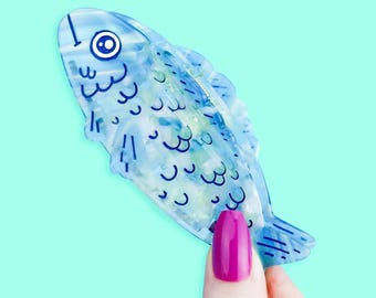 Sardine Hair Claw, Cute, Fishy, Funny Hair Clip, Silly, Tuna, Sardines, Fishes, Sea Life, Hair Accessory, Strong, Clip, Acetate Hair Claw