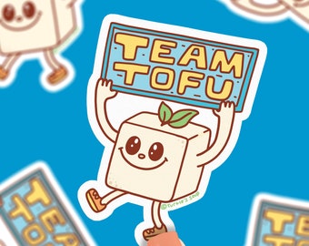 Team Tofu Vegan Vinyl Sticker for Water Bottles, Laptops and Journals Waterproof by Turtle's Soup