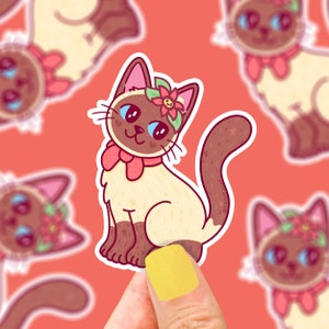 Siamese Cat, Sticker Art, Cute Cat Sticker, Feline, Pretty Cat, Water Bottle Sticker, Sticker for, Laptop, Phone, Car, Sticker Art, Funny