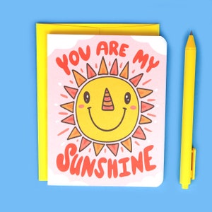 Tu es mon soleil, Carte de voeux de l'amitié, Jolie carte soleil, Je pense à vous, Pour les enfants, Enfants, Amis, Punny, Carte positive, Ensoleillé