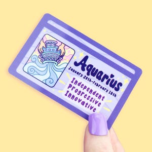 Faux permis de conduire du zodiaque Verseau, carte d'identité amusante, parodie, carte du ciel, nouveau conducteur, jolie décoration de voiture, carte de fantaisie, horoscope, pièce d'identité à collectionner