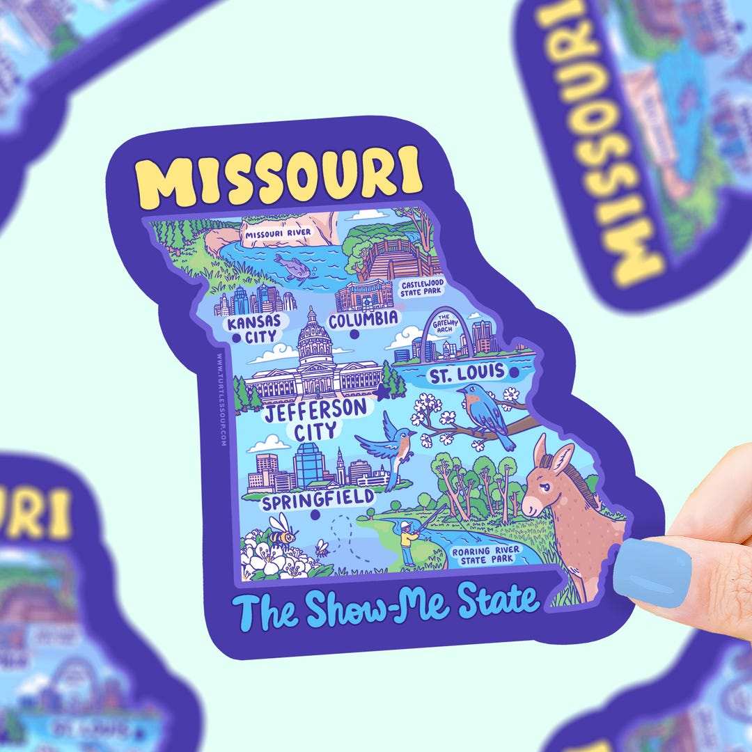 Mon State Sticker Missouri Travel Sticker: State Map, Cities, Parks, Waterproof Vinyl - Etsy