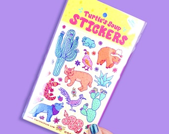 Sonoran Desert Sticker Sheet: Southwestern Art, Cactus, Roadrunner