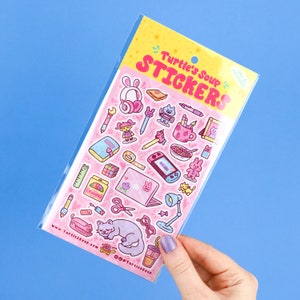 Kawaii Desk Stuff, Cute Gamer Girl Computer Desk, Planner Stickers, Pink Desk Stickers, Journaling