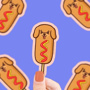 Sticker chien maïs, Gourmets, Chien mignon en vinyle autocollant, Personne chien, Sticker nourriture en vinyle, Drôle, Jeu de mots, Chiot, Autocollant en vinyle imperméable