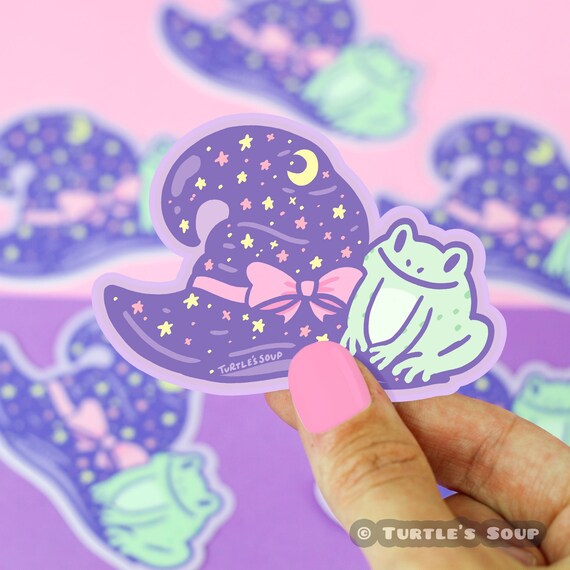 Witch Hat, Witchy, Frog, Toad, Sparkles, Halloween, Cute Vinyl Stickers, Laptop Stickers, Water Bottle Decals, Planner Stickers, Art