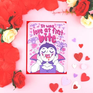 Valentine's Day Love Card, I Was Love at First Bite Vampire Love Card, Vampire Anniversary Day, Folklore Love Card, Vampire Bats, Monster