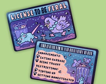 License to Be Feral Novelty ID Card, Funny Animal ID, Feral Animal Gift, Silly Pet Lover Gift, Funny Gift for Animal Lovers