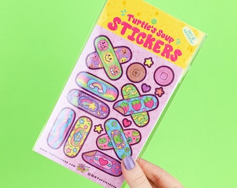 Happy Bandages Sticker Sheet, Cute Bandage Stickers, Kawaii Bandages, Glitter Vinyl Sticker Sheet