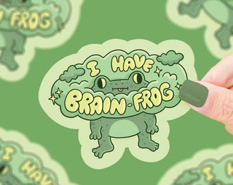Brain Frog, Frogs, Stressed, Overthinking, Froggy, Anxiety, Silly, Froggies, Animals, Lil Guy, Waterproof, Dishwasher Safe, Vinyl Sticker