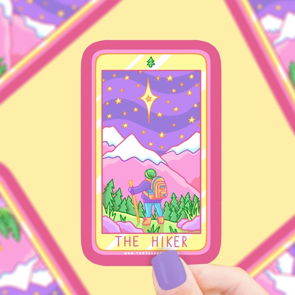 The Hiker Tarot Card Sticker: Waterproof Vinyl Decal