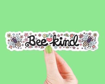 Bee Kind Long Sticker, Bees Sticker, Cute Vinyl Sticker, Bugs, Bee Gift, Vinyl Sticker, Nature, Positive Sticker, Funny, Long Sticker